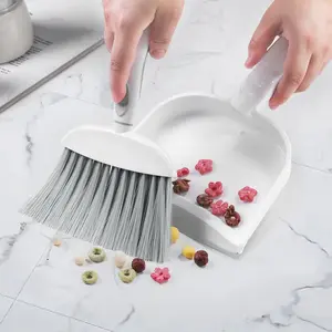 Small Dust Pan and Brush Set, Mini Broom and Dustpan Set Small Hand Broom and Brush Combo Dust Pan with Teeth for Home Cleaning Drawers Desktop Sofas and Outdoor, White & Gray