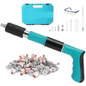 STSFTRN Concrete Nail Gun Kit with 50pcs Nails, 5 Speed Adjustable Manual Steel Nail Gun Portable Nail Wall Shooting Machine Fastening Tool, Wall Anchor Wire Slotting Device Household Woodworking