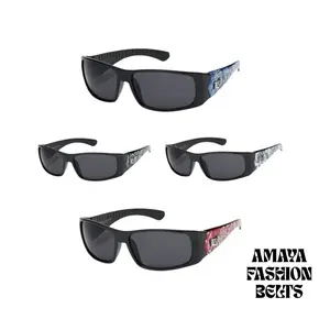 Locs Men's Sunglasses - Solid Black Frame with Paisley Bandanna Design & UV400 Protection