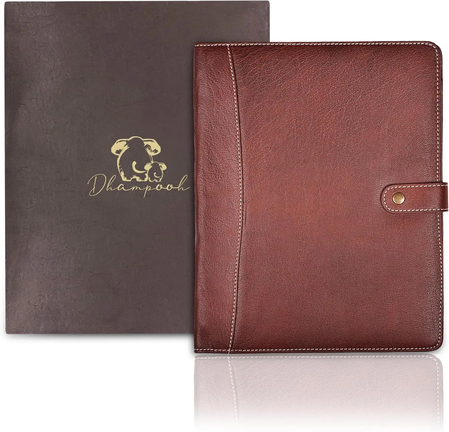 Genuine Leather Portfolio – Red Brown Professional Organizer & Resume Folder, Antique Leather Business Document Padfolio with Writing Pad, Ideal Gift for Men & Women