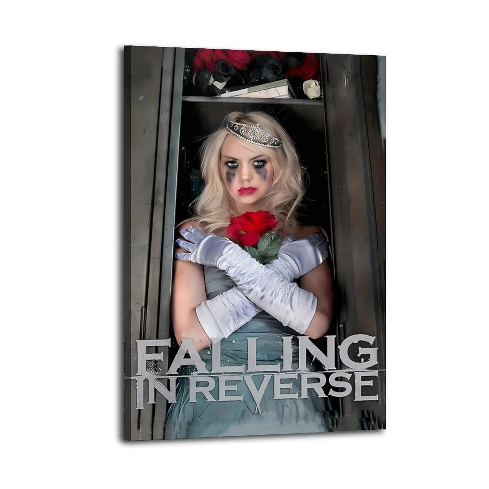 Falling In Reverse Band Canvas Wall Art | Dark Grunge Aesthetic Crying Princess Rose Poster For Emo Room & Music Decor