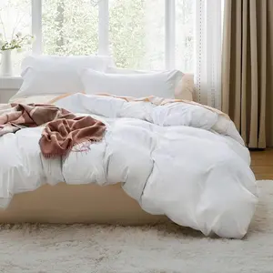 Bedsure White Duvet Cover Queen Size - 3 Pieces Prewashed Cotton-Like Polyester Extra Soft Bedding Set, Includes 1 Duvet Cover 90x90 Inches with Zipper Closure & 2 Pillow Shams, Comforter Not Included