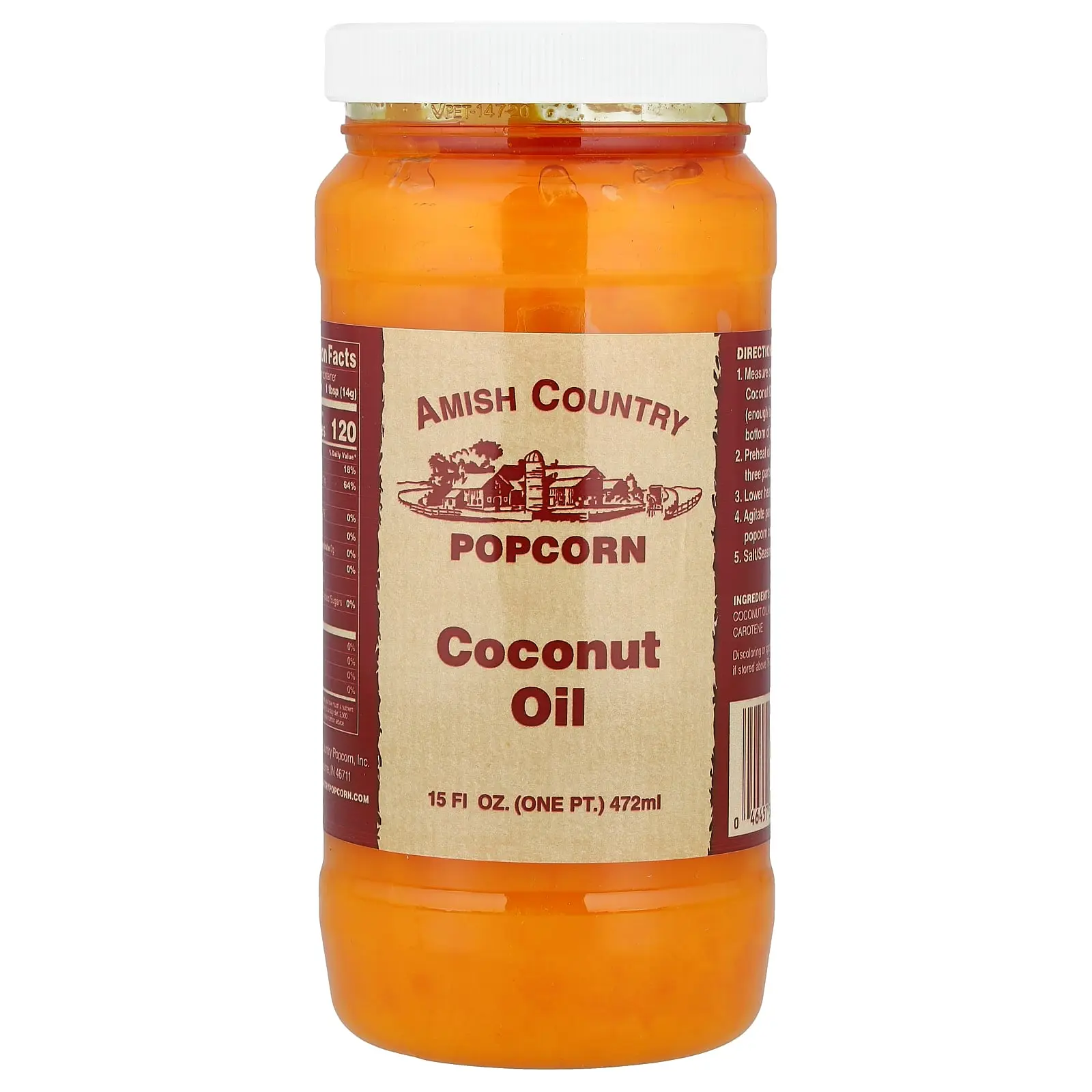 Amish Country Popcorn Coconut Oil, 15 fl oz (472 ml)