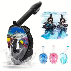 Full Face Diving Mask, Snorkel, Anti-Fog & Anti-Leak Design, Includes Breathing Tube & Camera Bracket, Ideal for Scuba Diving & Swimming Adventures