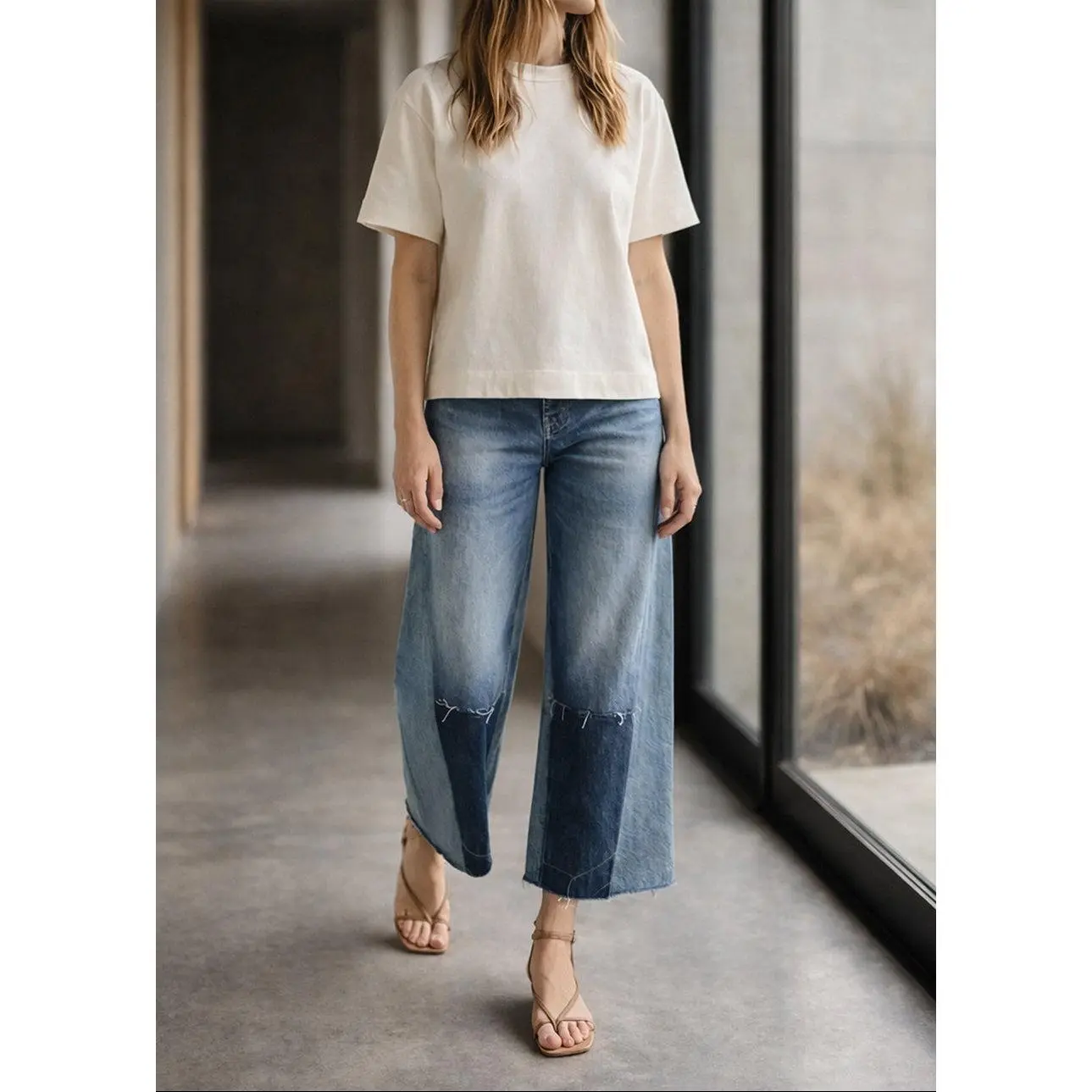 Emma Upcycled Cropped Wide Jeans