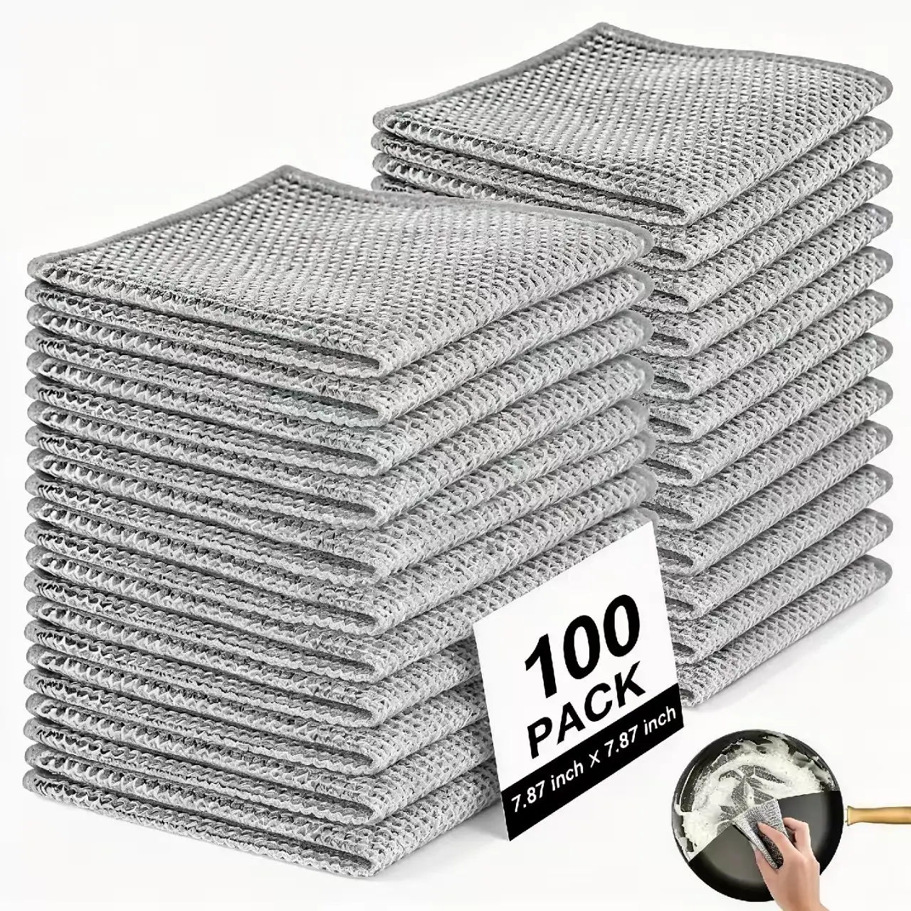 100 Pcs Dual-Sided Steel Wool Dish Cloths, Non Scratch Dishcloths, Durable Non-Scratch Cleaning Mats, Ideal for Stovetops and Cast Iron Pots, Removes Stubborn Stains, Durable Cleaning Supplies