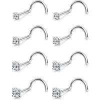 18G/Screw Shape/Silver/Clear CZ