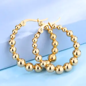 Trendy Lightweight Ball Bead Hoop Earrings – Comfortable Everyday Wear with Secure Snap Closure, Perfect for Any Outfit & Occasion
