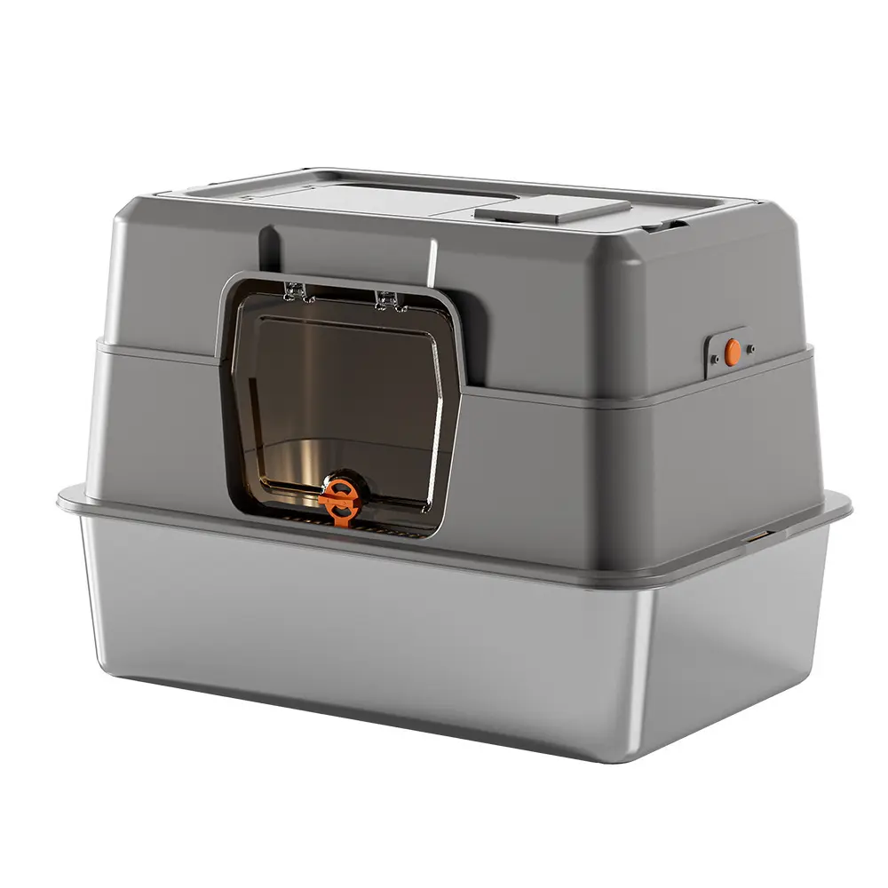 Extra-large cat litter box, detachable, fully enclosed, odor-proof cat toilet, splash-proof, durable stainless steel, available for wholesale