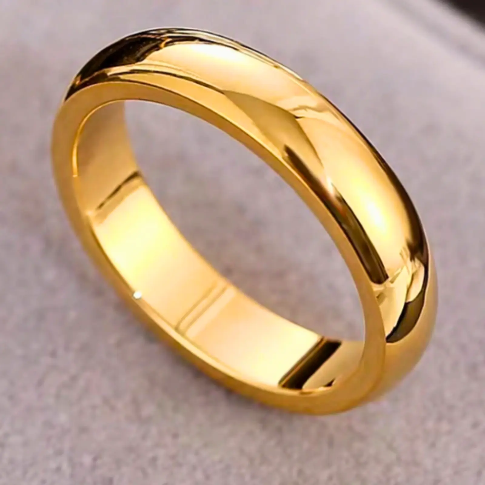 Simple 18k Gold Plated 4mm Engagement Ring, Proposal Ring, Bridal Wedding, Jewelry Gift, Party