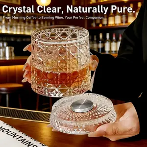 Luxury 360° Spinning Crystal Glass – Star-Cut Stress Relief Whiskey & Wine Glass, Elegant European Barware Gift Drinkware