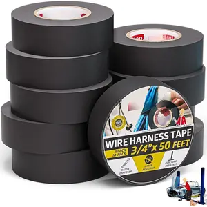 Wire Harness Tape, 3/4-Inch x 50  (10-Pack), High Temp Wiring Loom Harness, Self-Adhesive Felt Cloth Electrical Tape for Automotive Engines, Noise Dampening, and  Protection