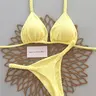 Women's French Bikini Set, Braided Rope Halter Triangle Top & Panty Beachwear Swimsuit for Summer Beach Holiday Bikini Swimsuit Outfit, Style Bikini Set