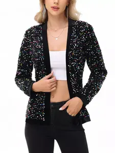 Women's Sequin Cardigan Jacket, Open Front Design, Elegant Style, Perfect for Parties and Fashion Events, Spring & Fall Wear