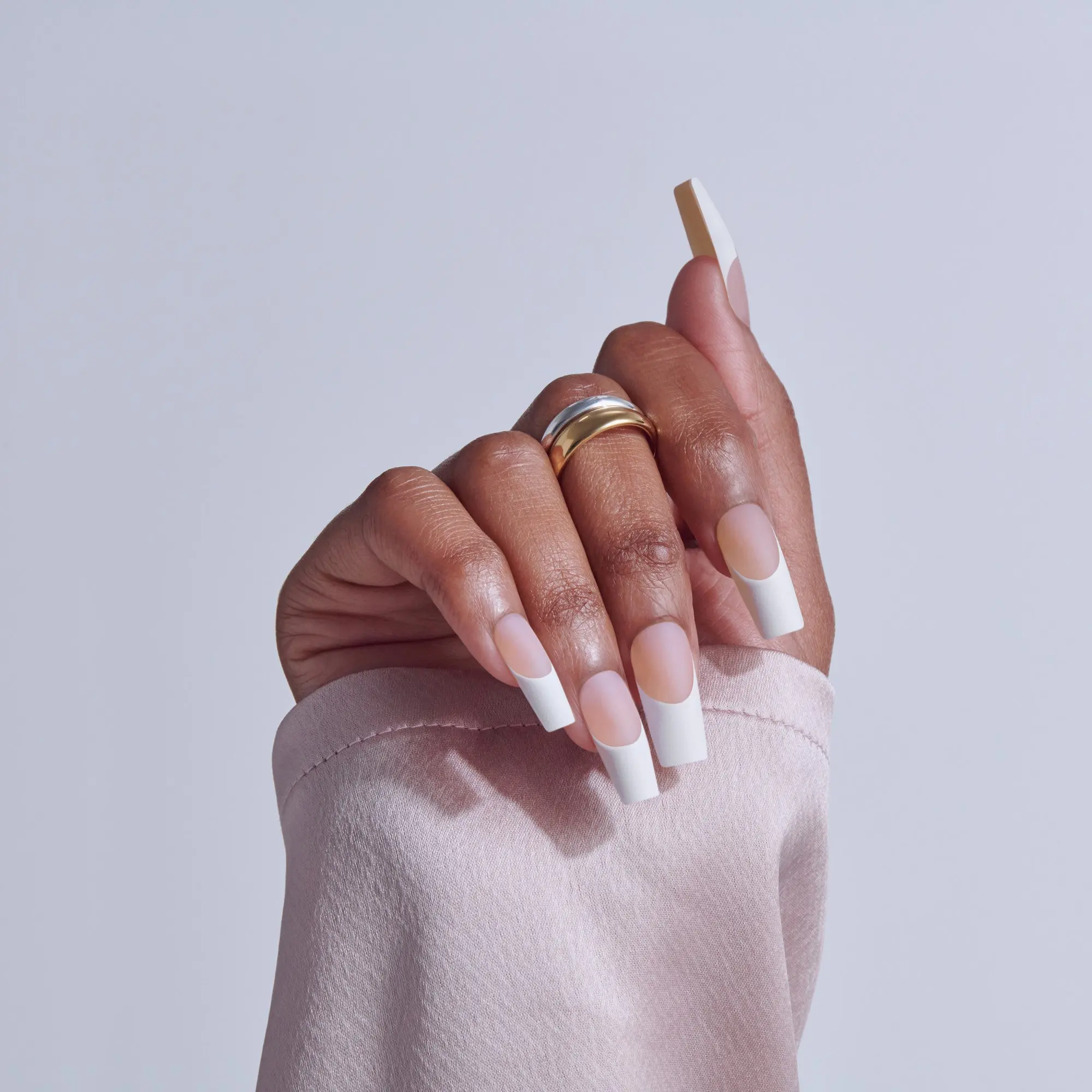 Kiss Core French Press On Fake Glue Nails - Every Minute | French Tips, White, Long, Square Kiss Core French Press On Fake Glue Nails - Every Minute | French Tips, White, Long, Square