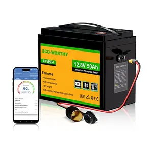 ECO-WORTHY 12V 50Ah LiFePO4 Lithium Battery with XT60 Interface, Bluetooth 5.0, Low Temp Protection, Connects to Power Inverter for Camping, Road Trips,Trolling Motors