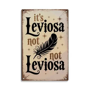 Harry Potter Leviosa Quote Feather Tin Sign， Vintage Harry Potter Magical Spell Metal Sign Print Aesthetic Room Decoration for Home Bedroom Kitchen Bar Dorm Bathroom Wall Decor 8 X 12 Inch