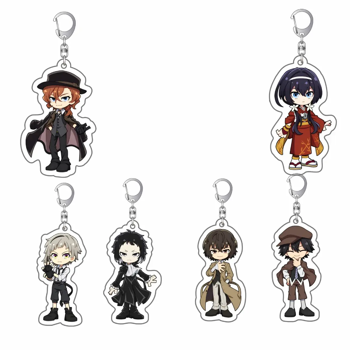 Bungo Stray Dogs Keychain, Atsushi Nakajima, Osamu Dazai, Doppo Kunikida, Ranpo Edogawa Bag Charm, Gift for Fans