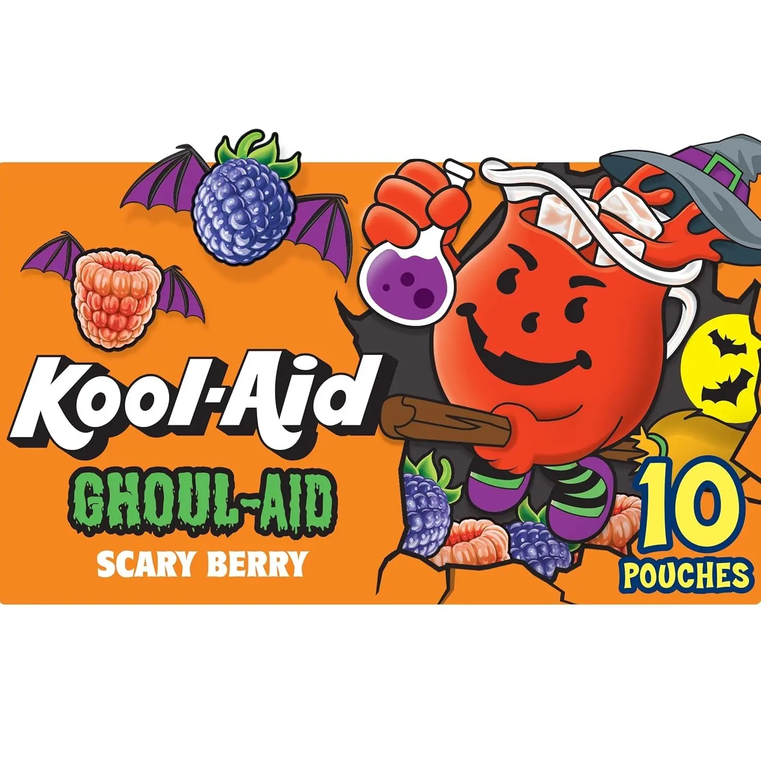 Kool-Aid Ghoul-Aid Zom-Berry Halloween Drink 10 Ct 6 fl oz Pouches Glow in Dark