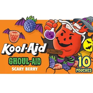 Kool-Aid Ghoul-Aid Zom-Berry Halloween Drink 10 Ct 6 fl oz Pouches Glow in Dark