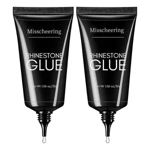 Nail Rhinestone Glue for Nails- 60ML Super Strong Gel Glue for Rhinestones, Elegant Rhinestone Decorated 3D Art Charm Decorations Bling Gem Bow Jewels Crystals Beads Diamonds Pearls, Beauty Gift, UV Lamp Need