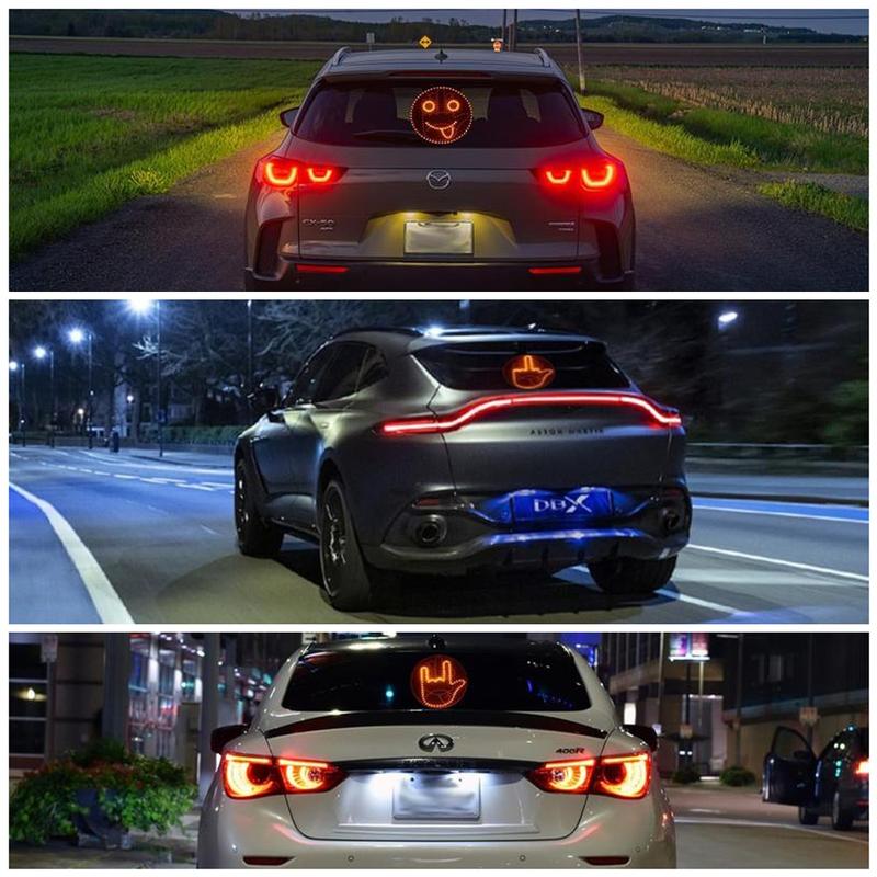Car Window LED Gesture Light with Remote Control 8-in-1 Emoji Display Auto-Off Fun Mood Light for Cars & Trucks