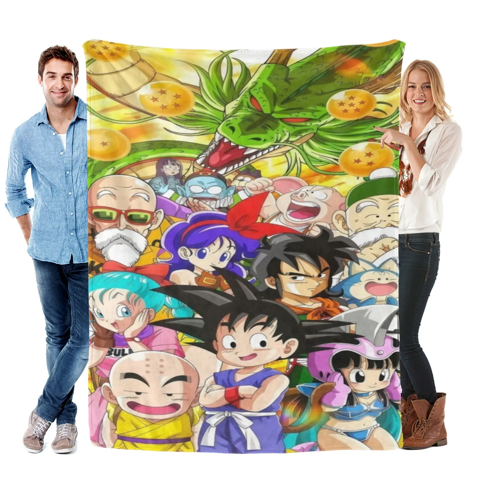 Dragon Ball Z Retro Kid Goku Full Friends Portrait Blanket,Dragon Ball Blanket Goku Blanket,Dragon Ball Merch Dragon Ball Z Gifts For Adult Fans
