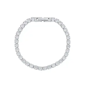 Luxury CZ Tennis Bracelet for Women 18K Gold Silver Plated Titanium Steel Non Tarnish Adjustable 17cm+3cm Chain Perfect Gift for Special Occasions