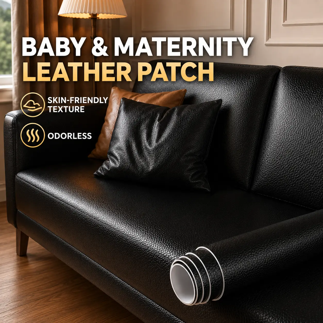 Durable PU Synthetic Leather Repair Patch - Pre-Pasted Self-Adhesive, Waterproof, Lychee Texture, Non-Peeling Edge, Universal Leatherette Sticker, Adhesive Film Decorative Cover Film Furniture Stickers for Home DIY Renovation