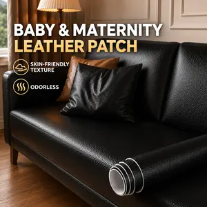 Upgrade Super Strong Glue Self Adhesive Leather Repair Patch Waterproof PVC Leatherette Sticker Non Peeling Edge Furniture Renovation Restorer Sheet Extra Sticky Vinyl Faux Leather Fix Material