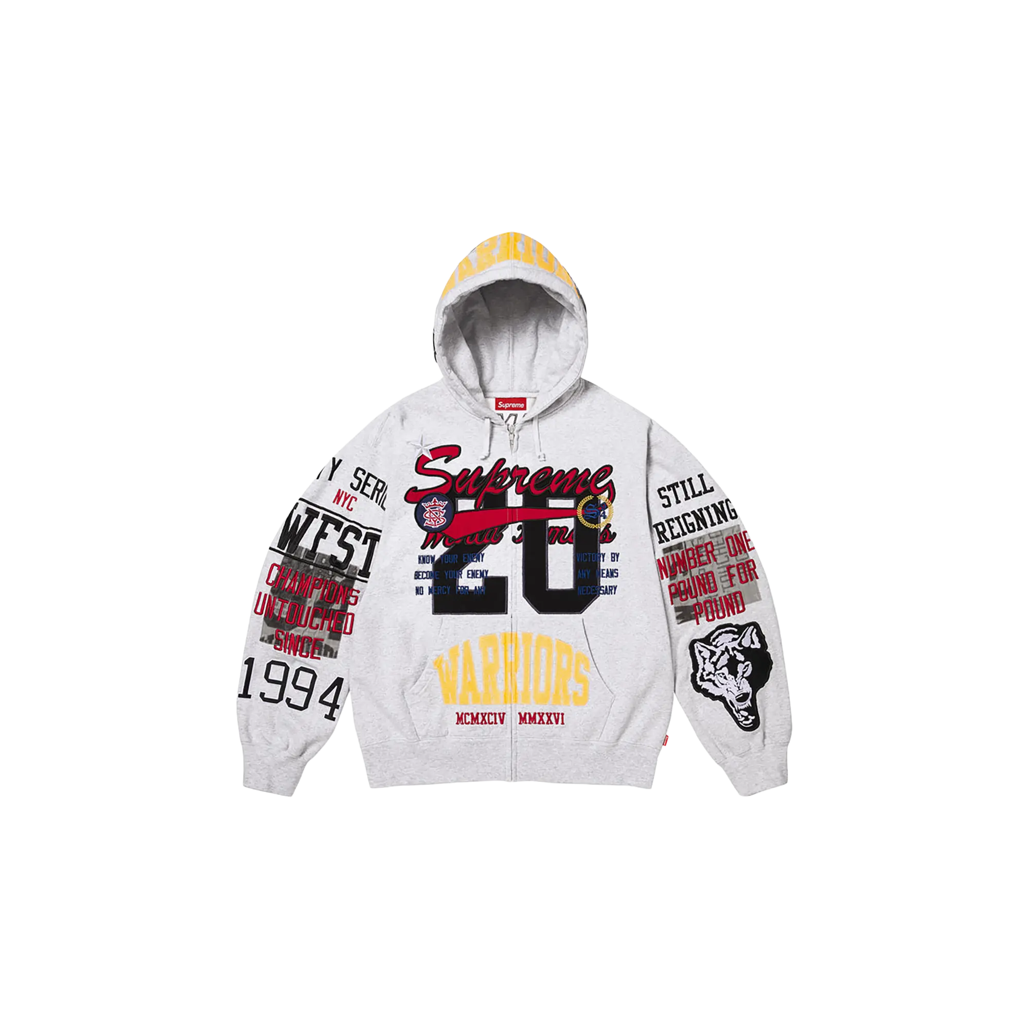 Warriors Appliqué Zip Up Hooded Sweatshirt "SS26 - Ash Grey" SU27598