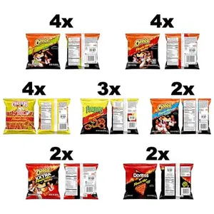 Frito-Lay Flamin' Hot Mix Variety Pack 21 Count Includes Cheetos Funyuns Doritos Chester’s Hot Fries Limon Puffs XXTRA Snack Box Flavor