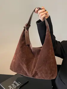 Ladies', Fashionable Simple Design, Autumn Winter Solid Color, Versatile for Daily Commuting Shopping, Elegant Commuter Bag
