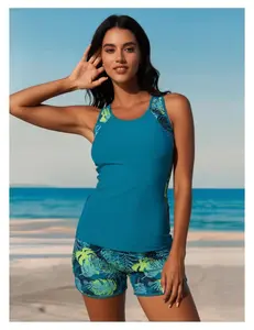 Tankini Swimsuits for Women 2026 Summer - Two Piece Bathing Suits with Pockets & Tummy Control - Blouson Swim Top & Swim Shorts