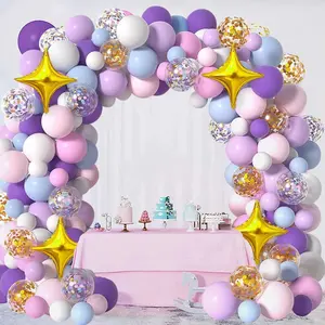 116pcs Unicorn Theme Balloon Garland Arch Kit, Golden Confetti Balloons Pink Sky Blue Lilac Lavender Colorful Balloons, Perfect for Unicorn Theme Girls Princess Birthday Party Decoration, Baby Shower, Wedding Event & Party Decorations