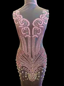 Eli Baby Pink Rhinestones Bodice Applique