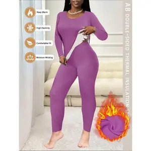 Women’s Winter Warm Fleece-Lined Set, Basic Style Two-Piece, Thickened Thermal Clothing for Cold Weather