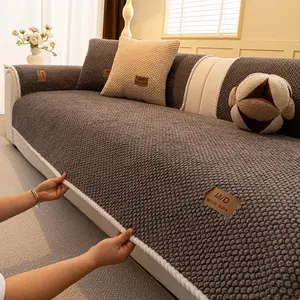 1PC Plush Sofa Cover, Thick Soft Couch Cover, Non-Slip Anti-Scratch Sofa Protector, Pet-Friendly Breathable Furniture Cover, Machine Washable Seat Mat for Sofa, Sectional, Loveseat, Sofa Slipcover, Washable Couch Covers