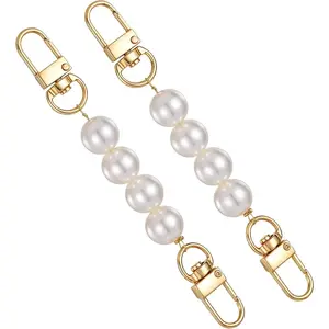 Artificial Pearl Handbag Extension Strap - Chain 4.7 inches - Gold Clasp Replacement for Shoulder-Borne Cross-Body Handbag - Product