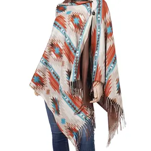 Aztec print poncho