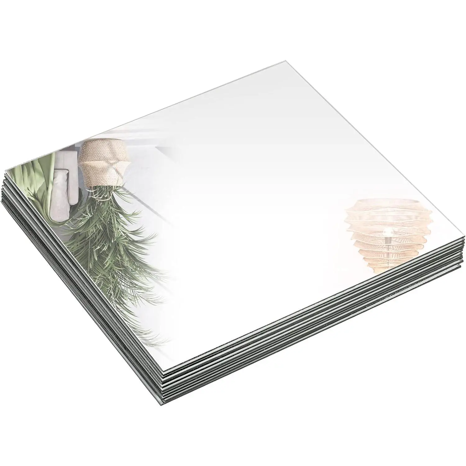 Set of 12 Square Mirrors for Centerpieces, 10 x 10 Inch Glass Mirror Tray Candle Plates Wall Mounted Glass Mirror Tiles Bulk for Table Centerpieces, Wedding, Party, Wall Decor, Crafts