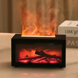 New Vintage Fireplace Silent Essential Oil Diffuser, Aroma Diffuser, Fragrance Machine, 3D Realistic Fire Flame Humidifier, Home Desktop Humidifier, Tabletop Air Purifier