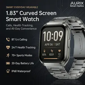 MT66 Business Style Smart Watch 1.83 Inch 3D Curved Large Screen Bluetooth Calling IP68 Waterproof for Commuting and Fitness