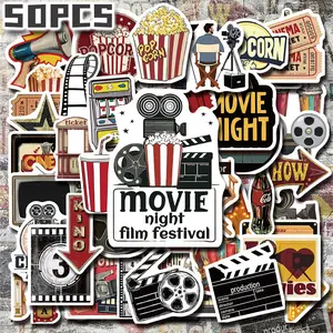 50PCS Vintage Cinema Aesthetic Stickers Pack, Retro Movie Film Ticket Poster Vinyl Stickers for Scrapbooking, Journal, Planner, Album, Laptop, Water Bottle, Phone Case, DIY Craft Decoration, Gift Wrapping, Envelope Seals, Packaging Labels