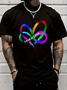 100% Cotton Pride Month LGBT Straight Heart With Love Is Love T-Shirt Women's Men's Graphic Tee Crew Neck summer vacation Tops