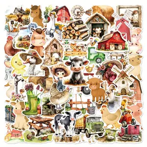 50pcs Fairy Tale Cartoon Farm Series Stickers, Suitable for Faith-based Designs Such As Scrapbooks, Diaries, Laptops, Water Bottles, Cars, Etc., As Gifts with Positive Information