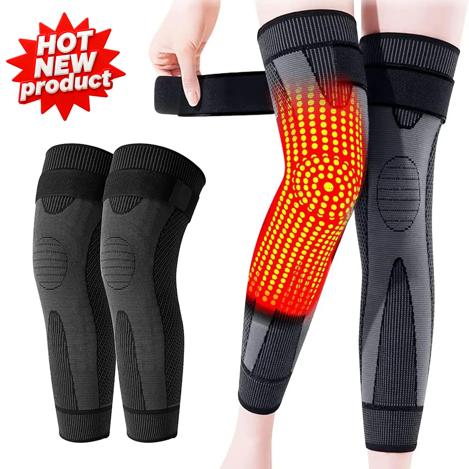 2Pcs Tourmaline Acupressure Selfheating Knee Sleeve, Mugwort Acupressure Shaping Knee Pads, Tourmaline Acupressure Self-Heating Shaping Socks  Wormwood Self-Heating Knee Pads