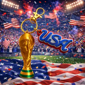 USA 2026 World Cup Trophy Keychain 3D Printed Soccer Collectible Team USA Football Fan Gear Handmade Custom Durable Lightweight Backpack Charm Patriotic USA Accessory Limited Edition World Cup Gift