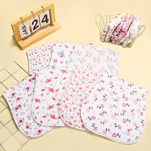 10-Pack Organic Baby Burp Cloths for Boys & Girls Large Neutral Floral Patterns Soft Gentle Microfiber & Polyester Fleece Washcloths Essential Baby Care Kit