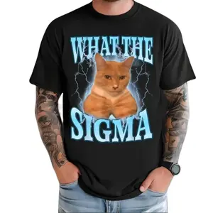 ERM, What The Sigma Meme Cat Unisex Ironic Brainrot Y2K T-Shirt Cotton Oversized Streetwear
